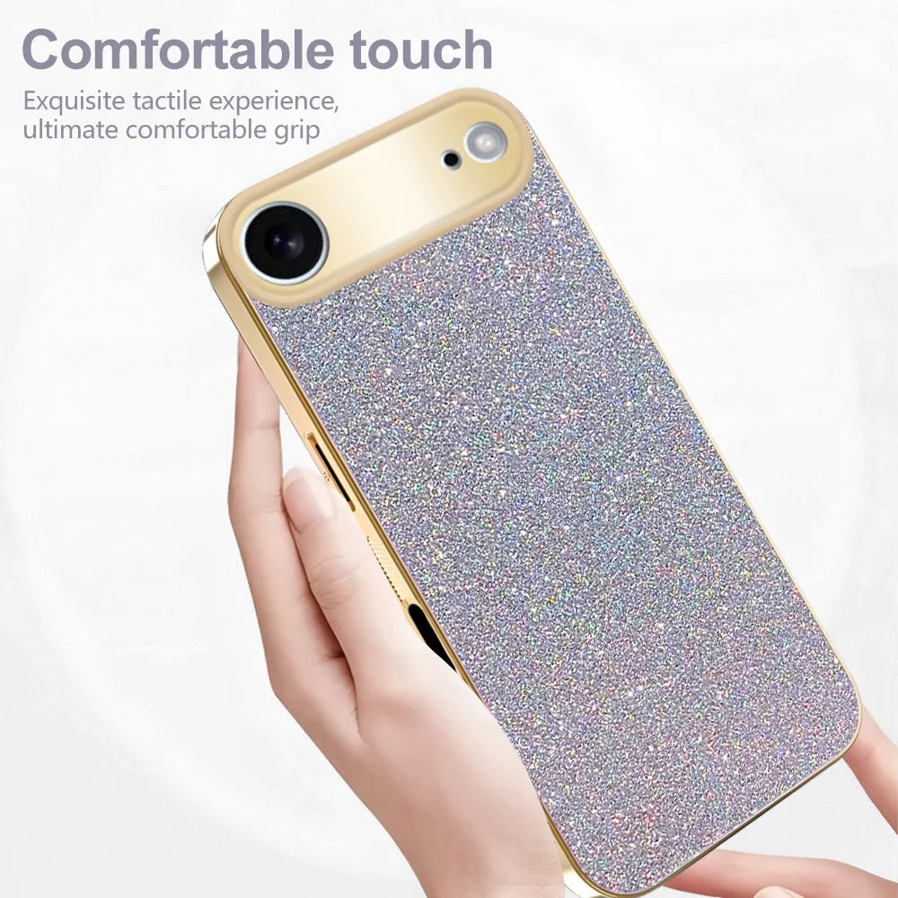 For iPhone Air Case Electroplating Frame Sparkling Glitter Anti Drop PC + TPU Phone Cover - Silver - 3