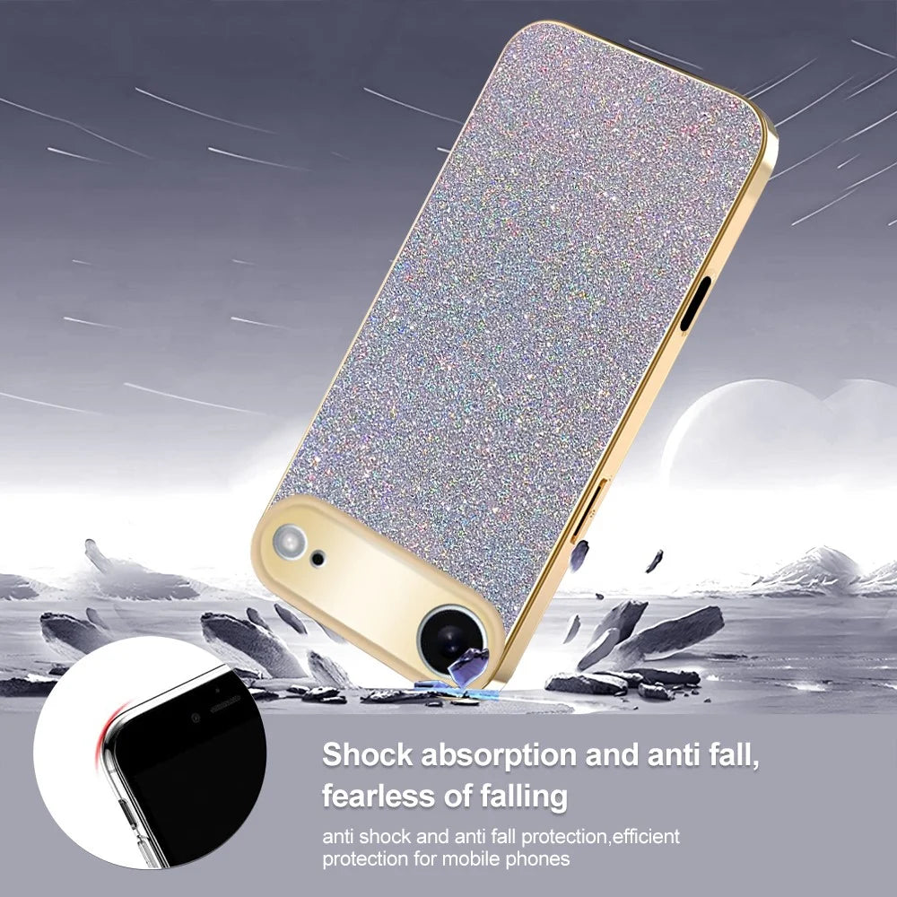 For iPhone Air Case Electroplating Frame Sparkling Glitter Anti Drop PC + TPU Phone Cover - Silver - 4