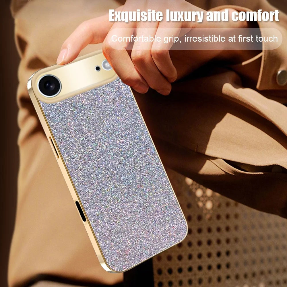 For iPhone Air Case Electroplating Frame Sparkling Glitter Anti Drop PC + TPU Phone Cover - Silver - 6