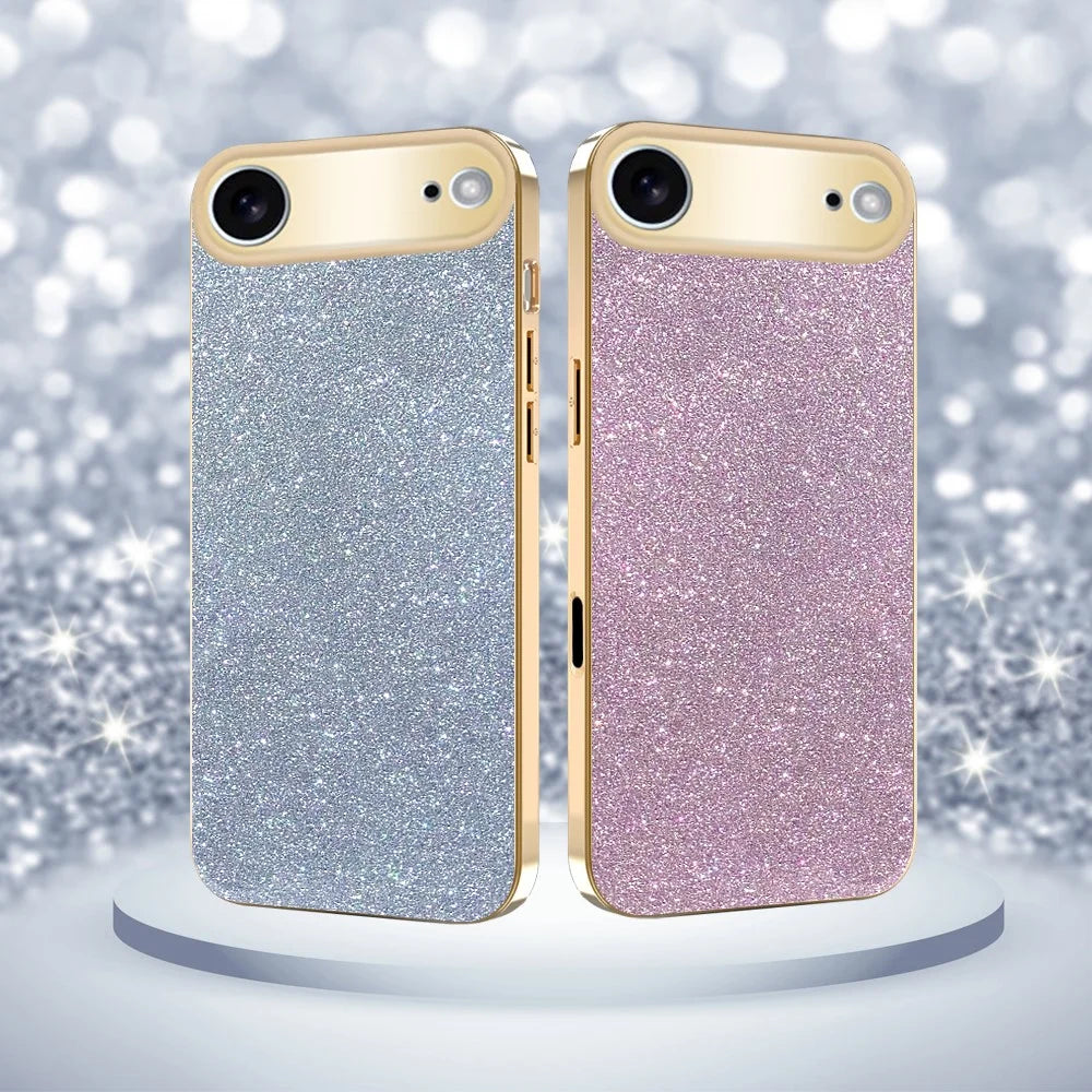 For iPhone Air Case Electroplating Frame Sparkling Glitter Anti Drop PC + TPU Phone Cover - Silver - 7