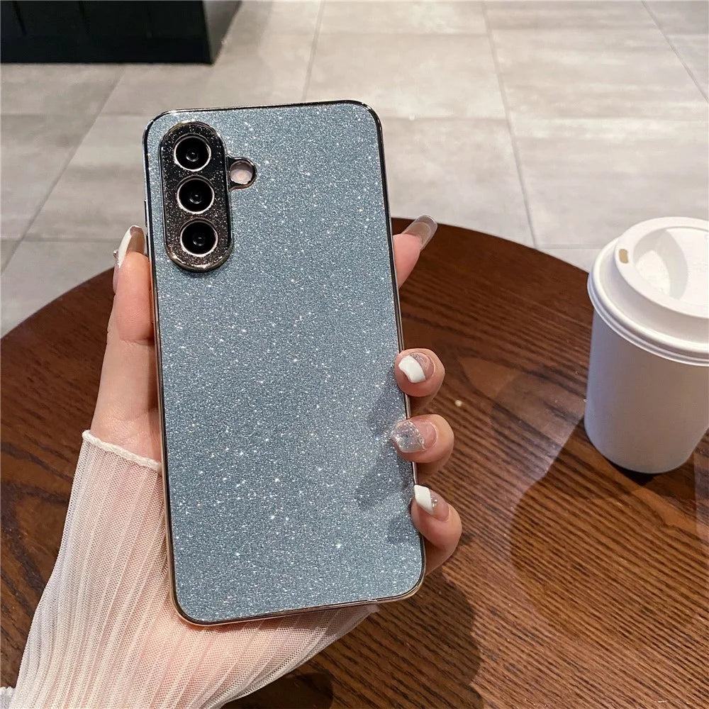 For Samsung Galaxy S26 Case Electroplating Frame Sparkling Glitter Anti Drop PC + TPU Phone Cover - Blue - 2