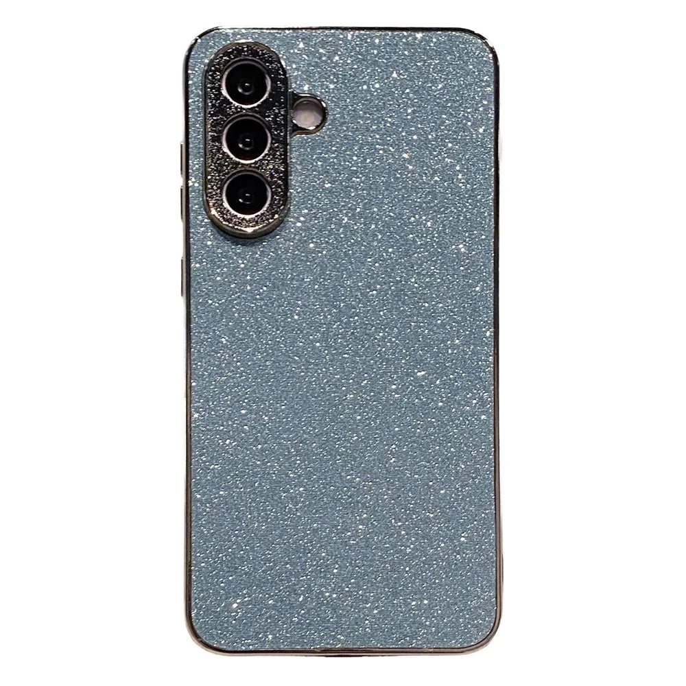 For Samsung Galaxy S26+ Case Electroplating Frame Sparkling Glitter Anti Drop PC + TPU Phone Cover - Blue - 1