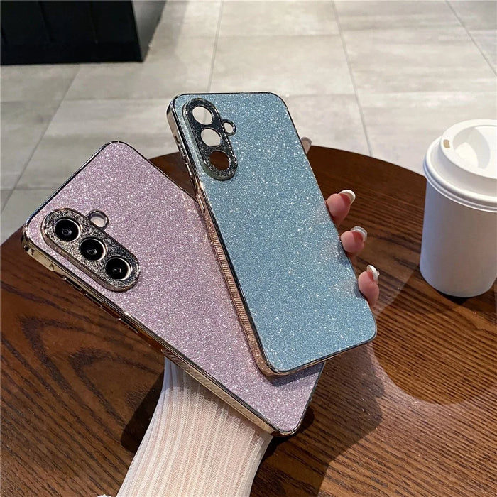 For Samsung Galaxy S26+ Case Electroplating Frame Sparkling Glitter Anti Drop PC + TPU Phone Cover - Blue - 5