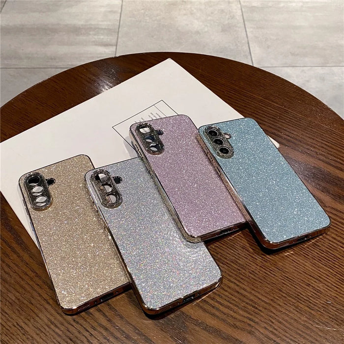 For Samsung Galaxy S26+ Case Electroplating Frame Sparkling Glitter Anti Drop PC + TPU Phone Cover - Blue - 6
