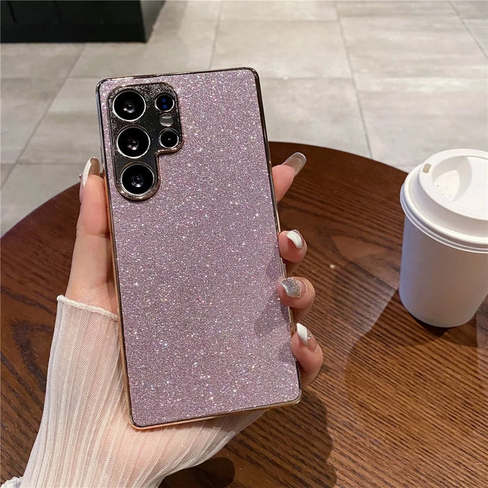 For Samsung Galaxy S26 Ultra Case Electroplating Frame Sparkling Glitter Anti Drop PC + TPU Phone Cover - Pink - 2