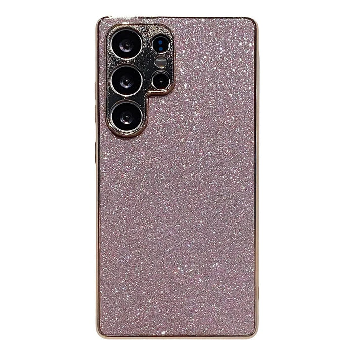 For Samsung Galaxy S25 Ultra Case Electroplating Frame Sparkling Glitter Anti Drop PC + TPU Phone Cover - Pink - 1