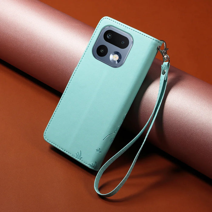 For Realme 16 Pro 5G Case RFID Blocking Imprinted Dog Pattern PU Leather Phone Cover with Wrist Strap - Green - 3