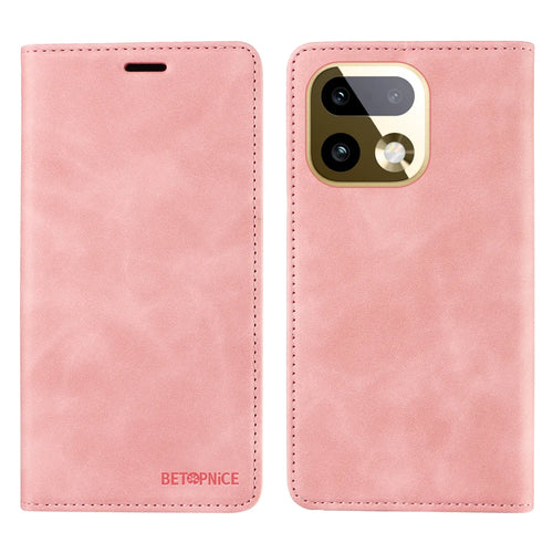 BETOPNICE For Realme 16 Pro+ 5G Case  Magnetic Closure RFID Blocking Wallet Stand Leather Phone Cover - Pink - 1