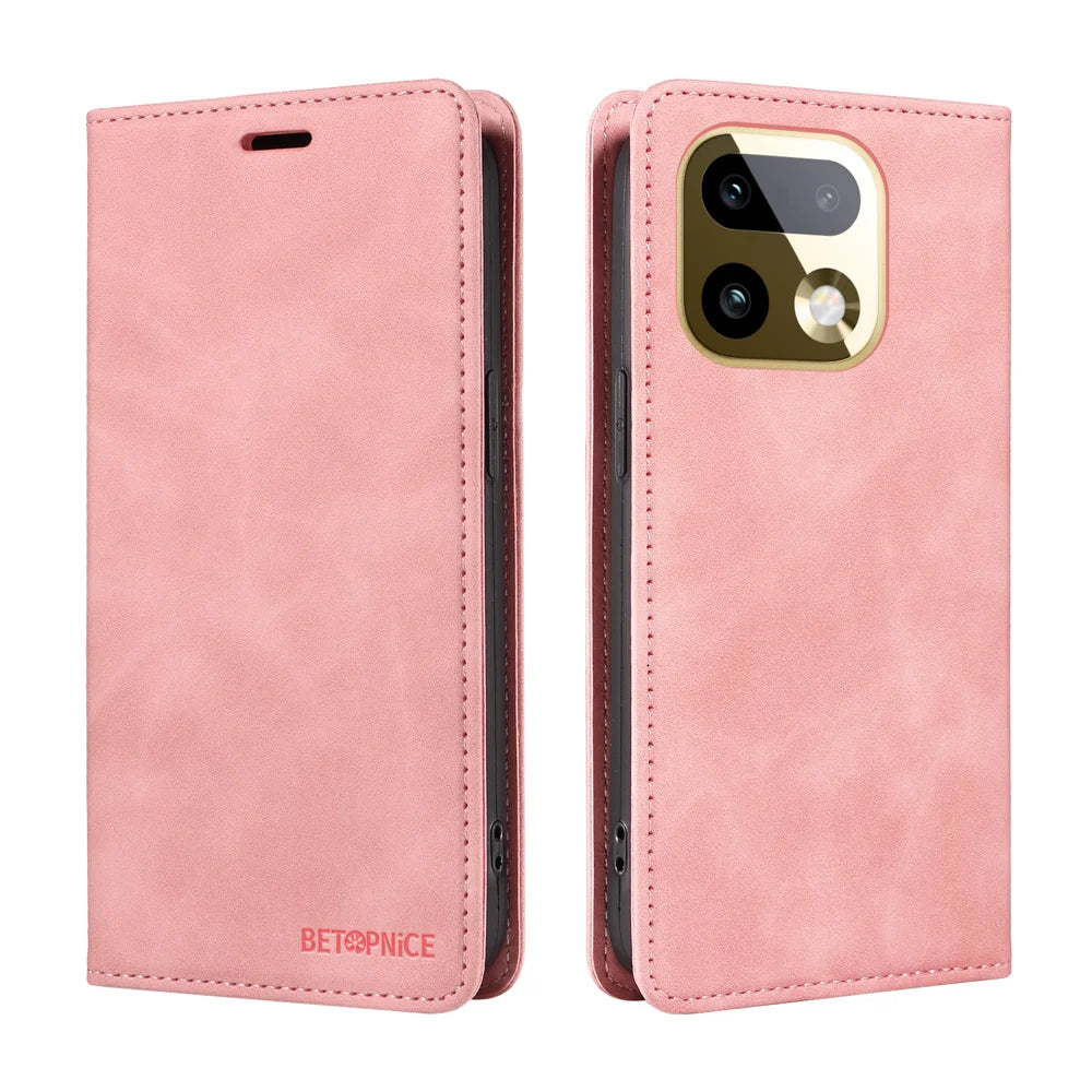 BETOPNICE For Realme 16 Pro+ 5G Case  Magnetic Closure RFID Blocking Wallet Stand Leather Phone Cover - Pink - 2