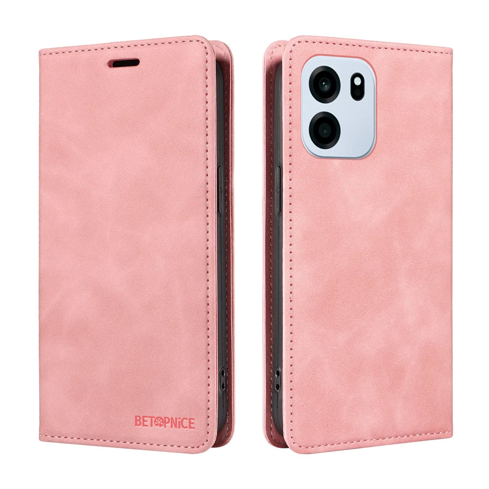 BETOPNICE For OnePlus Turbo 6 5G / Turbo 6V 5G Case  Magnetic Closure RFID Blocking Wallet Stand Leather Phone Cover - Pink - 2
