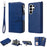 For Samsung Galaxy S26 Ultra Magnetic Leather Case Mobile Cover with Detachable Zipper Wallet Strap - Blue - 1