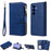 For Samsung Galaxy S26+ Magnetic Leather Case Mobile Cover with Detachable Zipper Wallet Strap - Blue - 1