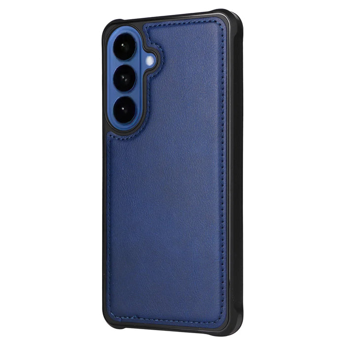 For Samsung Galaxy S26+ Magnetic Leather Case Mobile Cover with Detachable Zipper Wallet Strap - Blue - 4