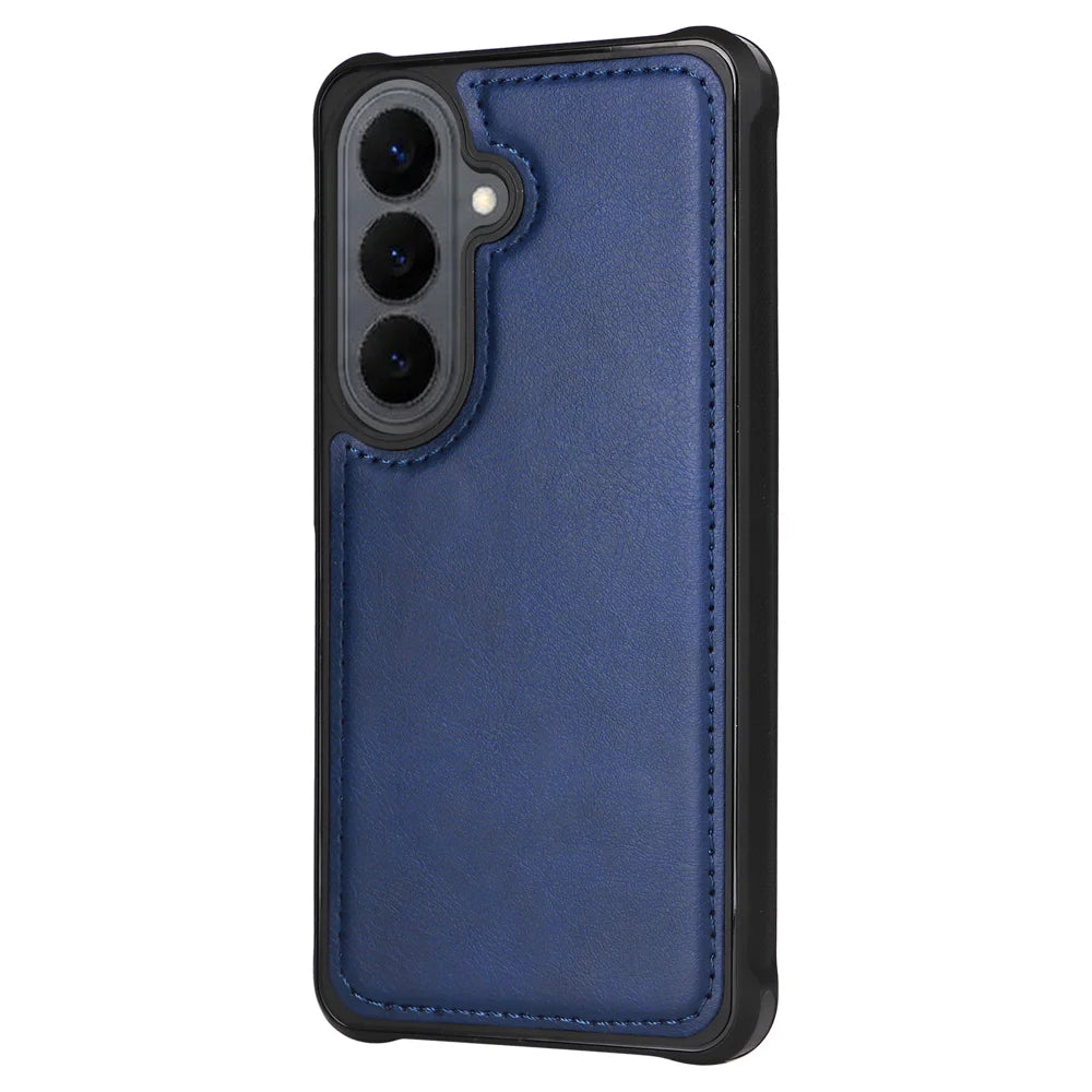 For Samsung Galaxy S26 Magnetic Leather Case Mobile Cover with Detachable Zipper Wallet Strap - Blue - 4