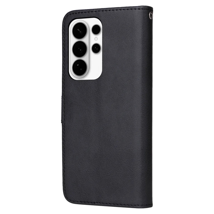 For Samsung Galaxy S26 Ultra Case 2 in 1 Detachable Magnetic Leather Wallet Mobile Cover with Strap - Black - 5