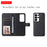 For Samsung Galaxy S26 Ultra Case 2 in 1 Detachable Magnetic Leather Wallet Mobile Cover with Strap - Black - 6