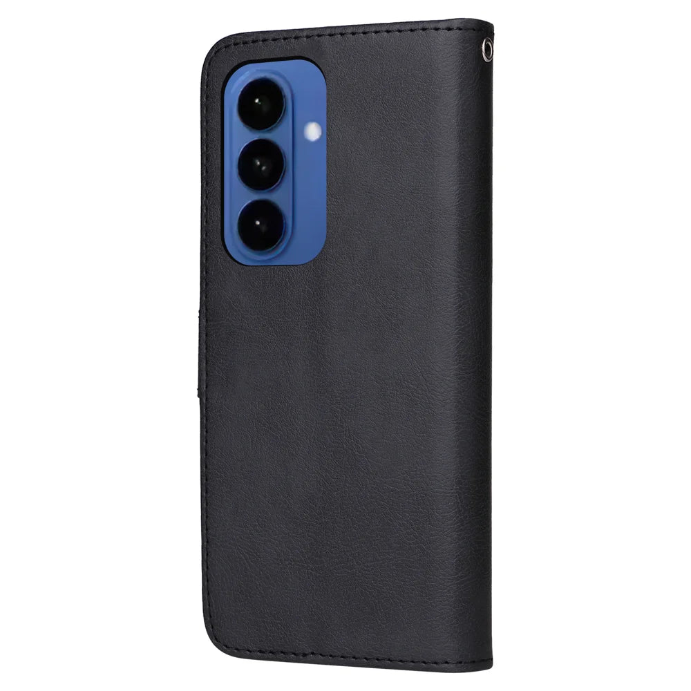 For Samsung Galaxy S26+ Case 2 in 1 Detachable Magnetic Leather Wallet Mobile Cover with Strap - Black - 5