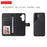 For Samsung Galaxy A57 5G Case 2 in 1 Detachable Magnetic Leather Wallet Mobile Cover with Strap - Black - 6