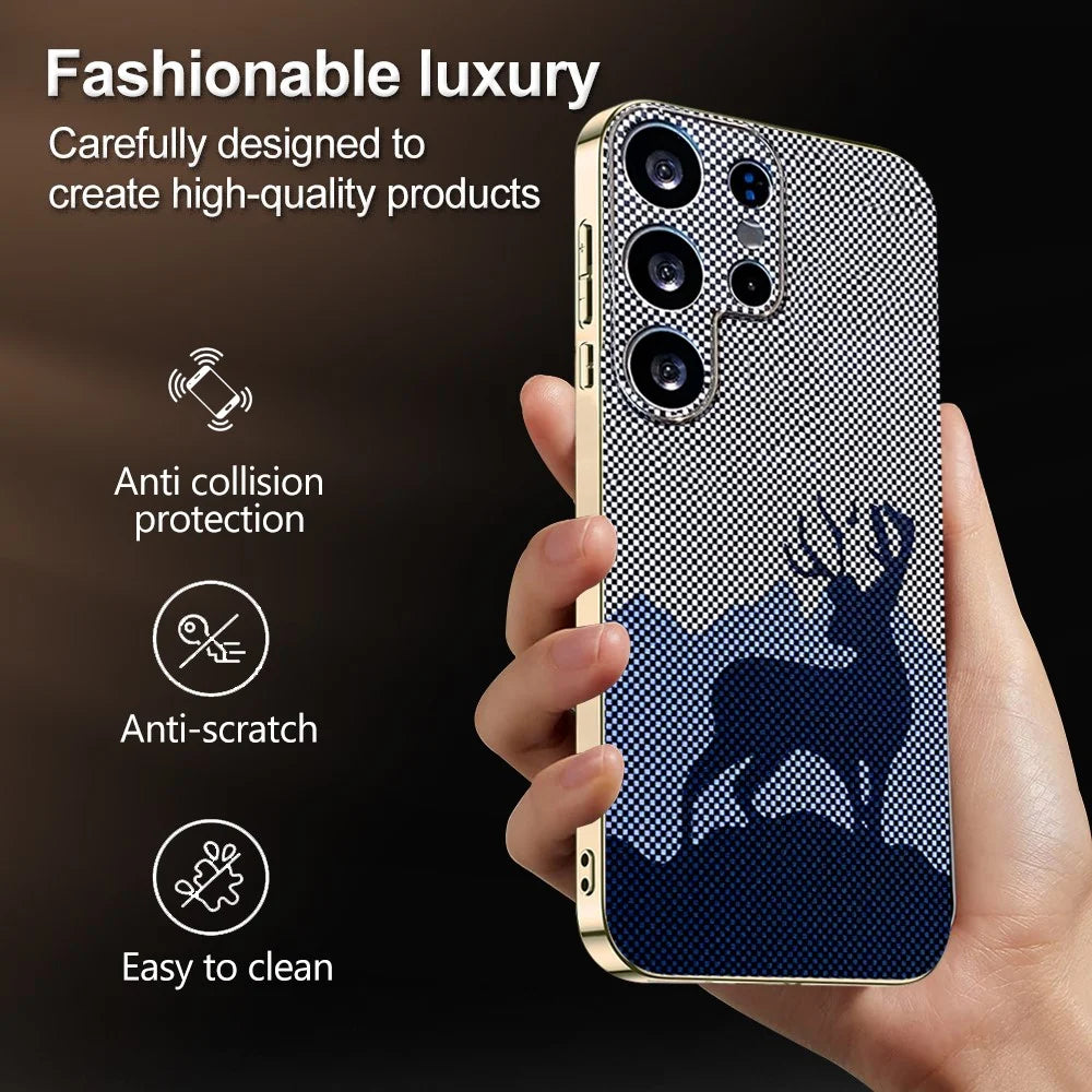 For Samsung Galaxy S26 Ultra Case Lucky Deer PC + TPU Electroplating Phone Cover - Dark Blue - 5