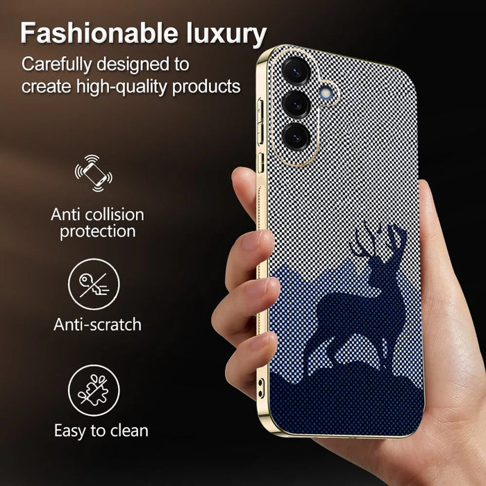 For Samsung Galaxy S25 FE Case Lucky Deer PC + TPU Electroplating Phone Cover - Dark Blue - 5