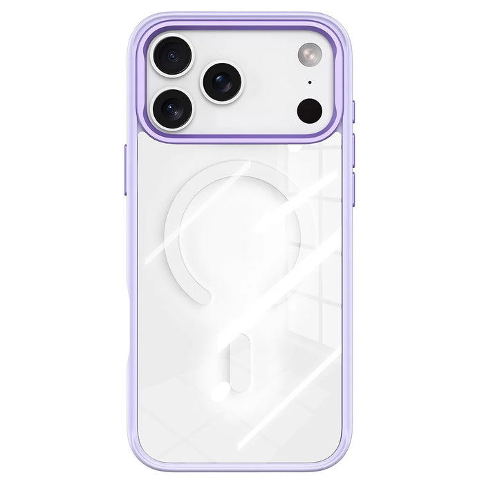 For iPhone 17 Pro Magnetic Case TPU PC Phone Cover with Detachable White Flowers Backplate - Purple - 2