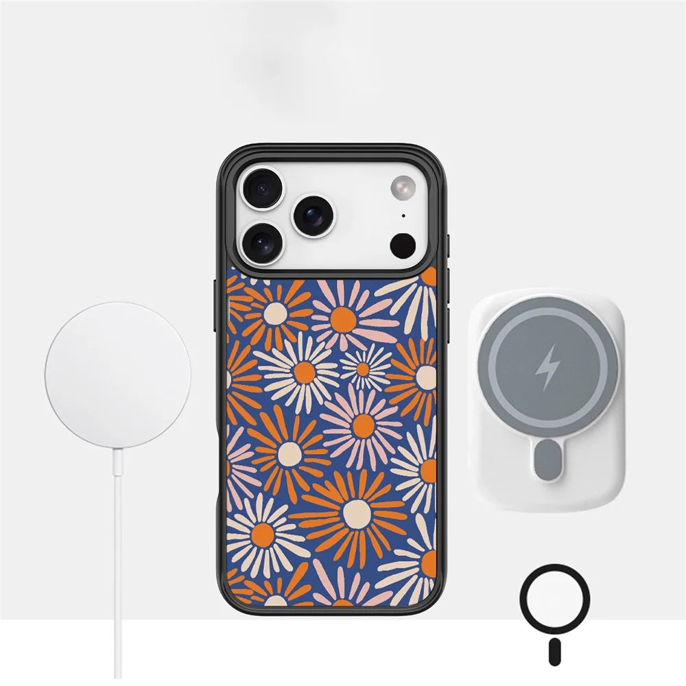 For iPhone 17 Pro Magnetic Case TPU PC Phone Cover with Detachable Sunflower Backplate - Black - 3
