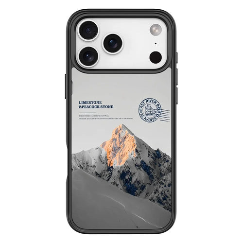 For iPhone 17 Pro Magnetic Case TPU PC Phone Cover with Detachable Snowy Mountain Backplate - Black - 1