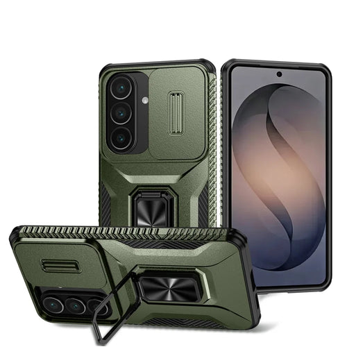 For Samsung Galaxy S26 Case Camshield Kickstand TPU + PC Anti-Slip Phone Cover - Green - 1