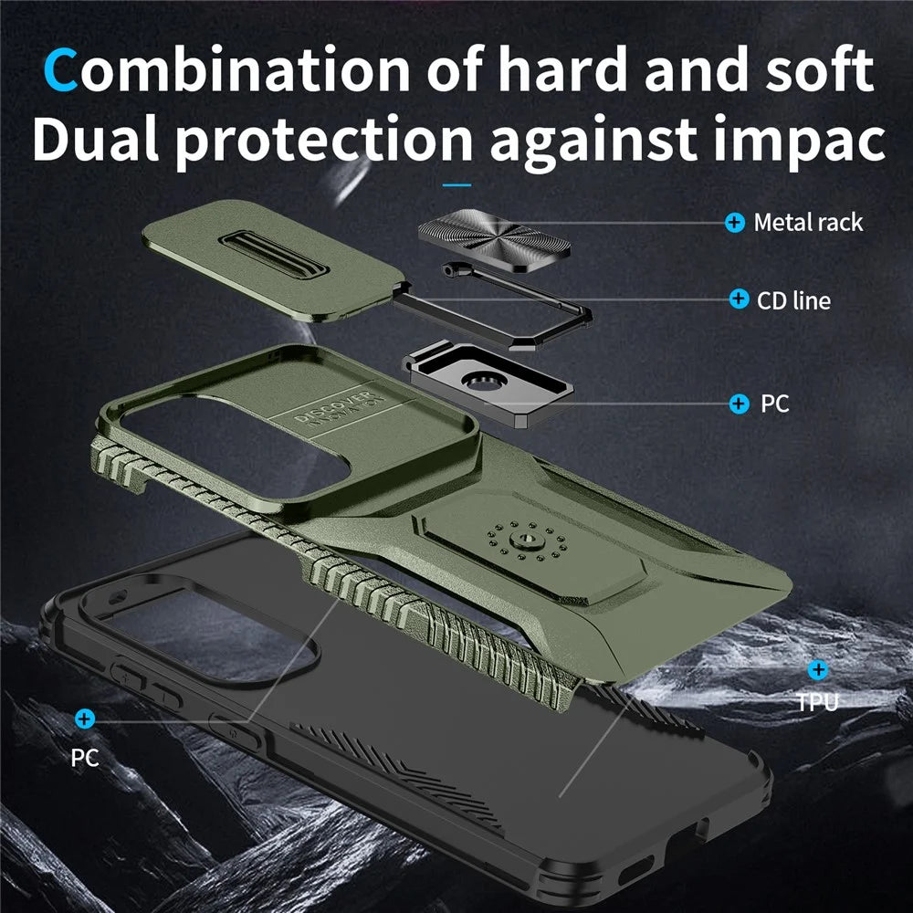 For Samsung Galaxy S26 Case Camshield Kickstand TPU + PC Anti-Slip Phone Cover - Green - 3