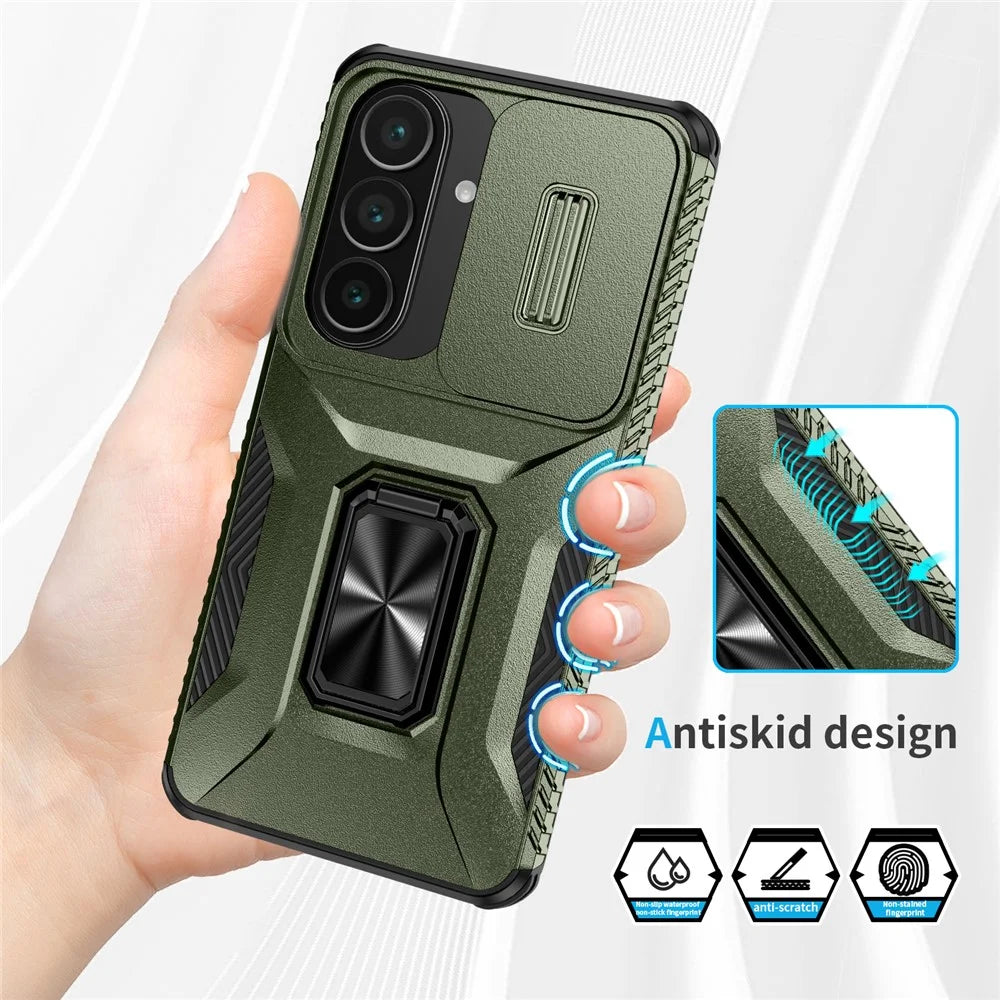 For Samsung Galaxy S26 Case Camshield Kickstand TPU + PC Anti-Slip Phone Cover - Green - 5