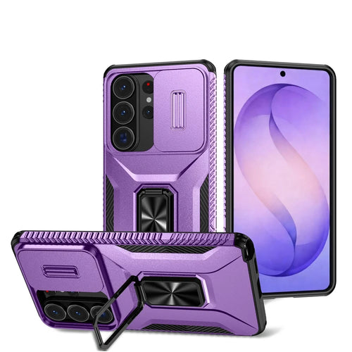 For Samsung Galaxy S26 Ultra Case Camshield Kickstand TPU + PC Anti-Slip Phone Cover - Purple - 1