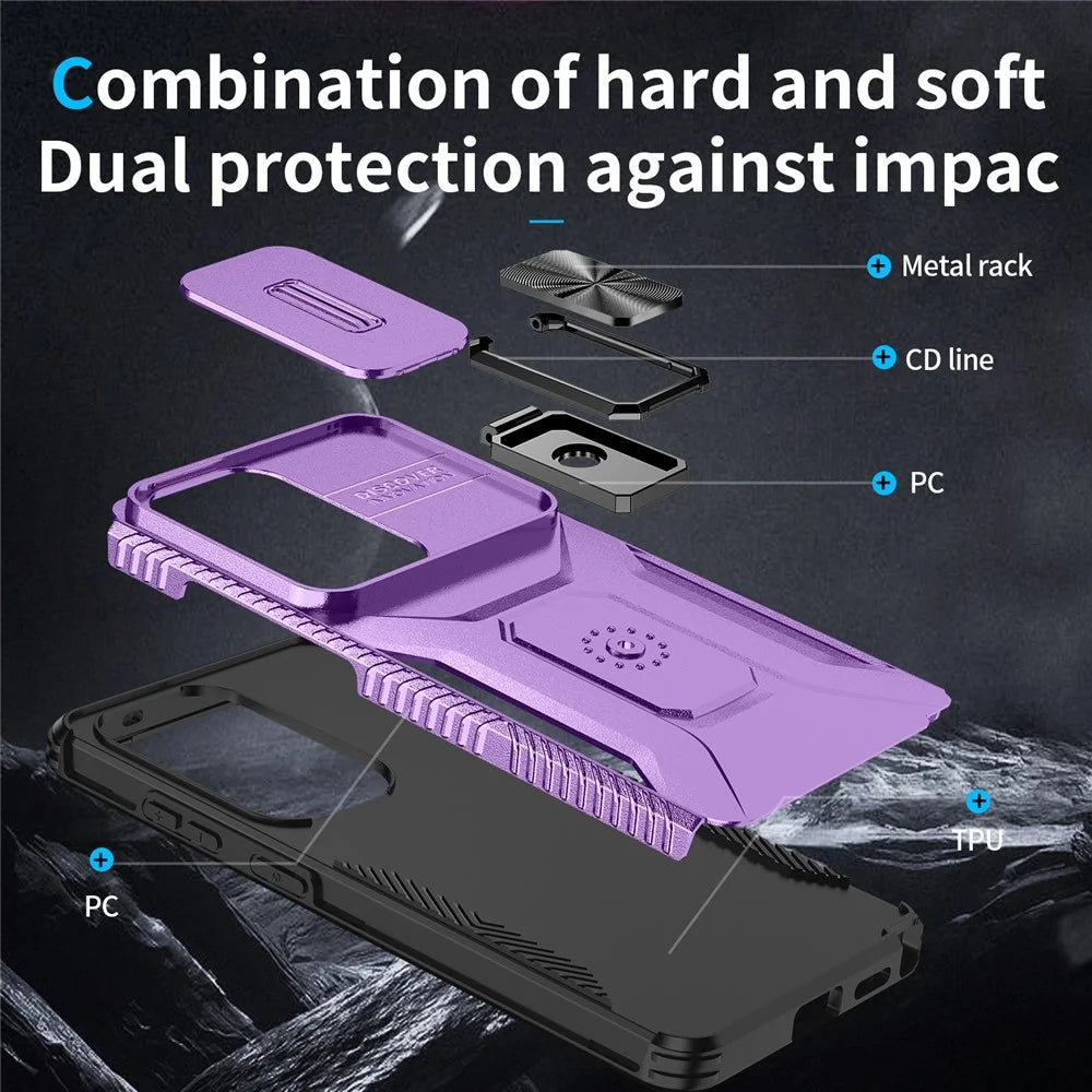 For Samsung Galaxy S26 Ultra Case Camshield Kickstand TPU + PC Anti-Slip Phone Cover - Purple - 3