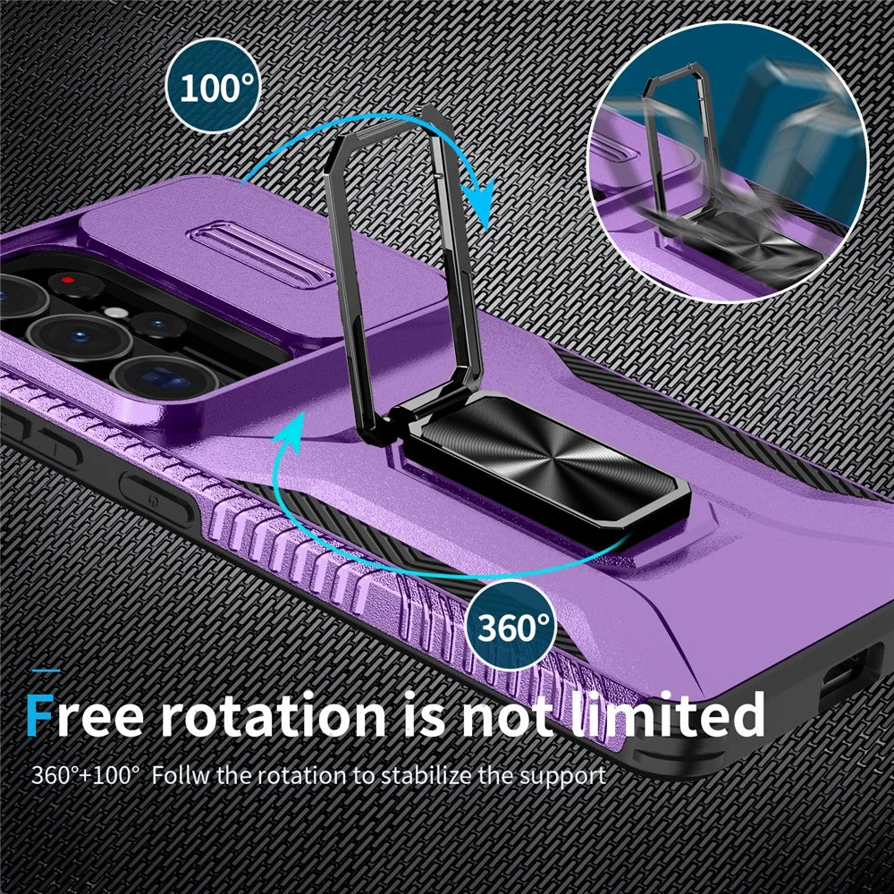For Samsung Galaxy S26 Ultra Case Camshield Kickstand TPU + PC Anti-Slip Phone Cover - Purple - 4
