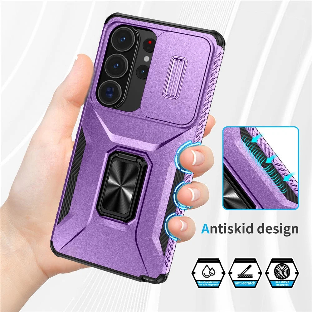 For Samsung Galaxy S26 Ultra Case Camshield Kickstand TPU + PC Anti-Slip Phone Cover - Purple - 5