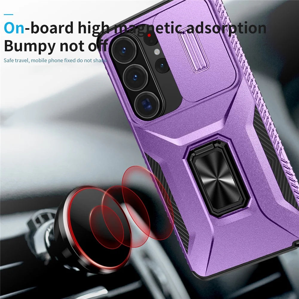 For Samsung Galaxy S26 Ultra Case Camshield Kickstand TPU + PC Anti-Slip Phone Cover - Purple - 6