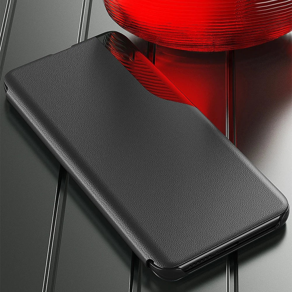 For Samsung Galaxy A37 5G Phone Case View Window Folio Flip PU Leather Stand Cover - Black - 7