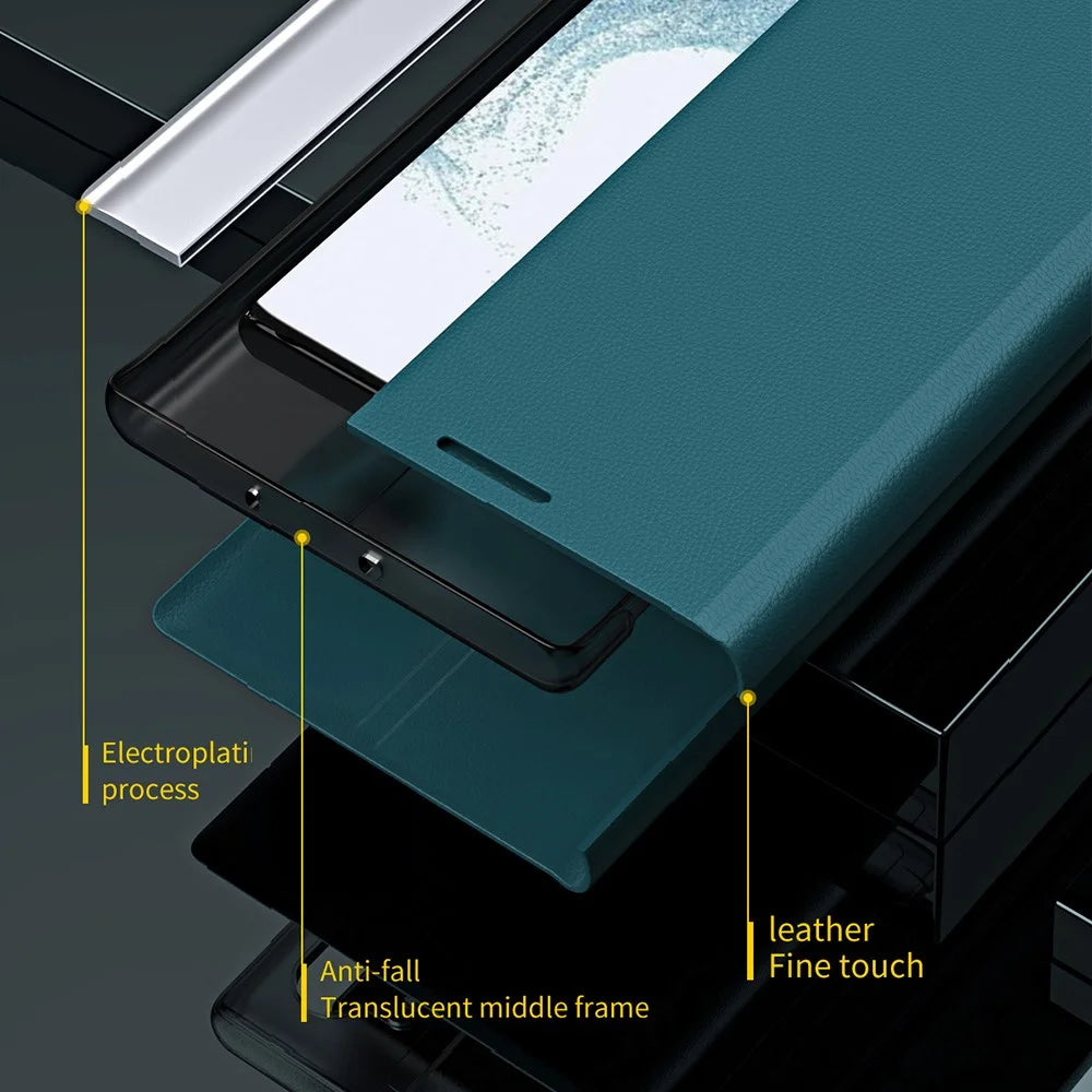 For Samsung Galaxy A37 5G Case Anti-Drop Leather Phone Cover with Stand - Yellow - 6