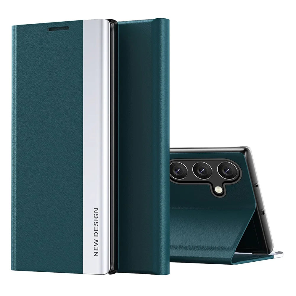 For Samsung Galaxy A57 5G Case Anti-Drop Leather Phone Cover with Stand - Green - 1