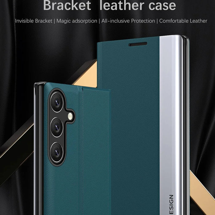 For Samsung Galaxy A57 5G Case Anti-Drop Leather Phone Cover with Stand - Green - 2