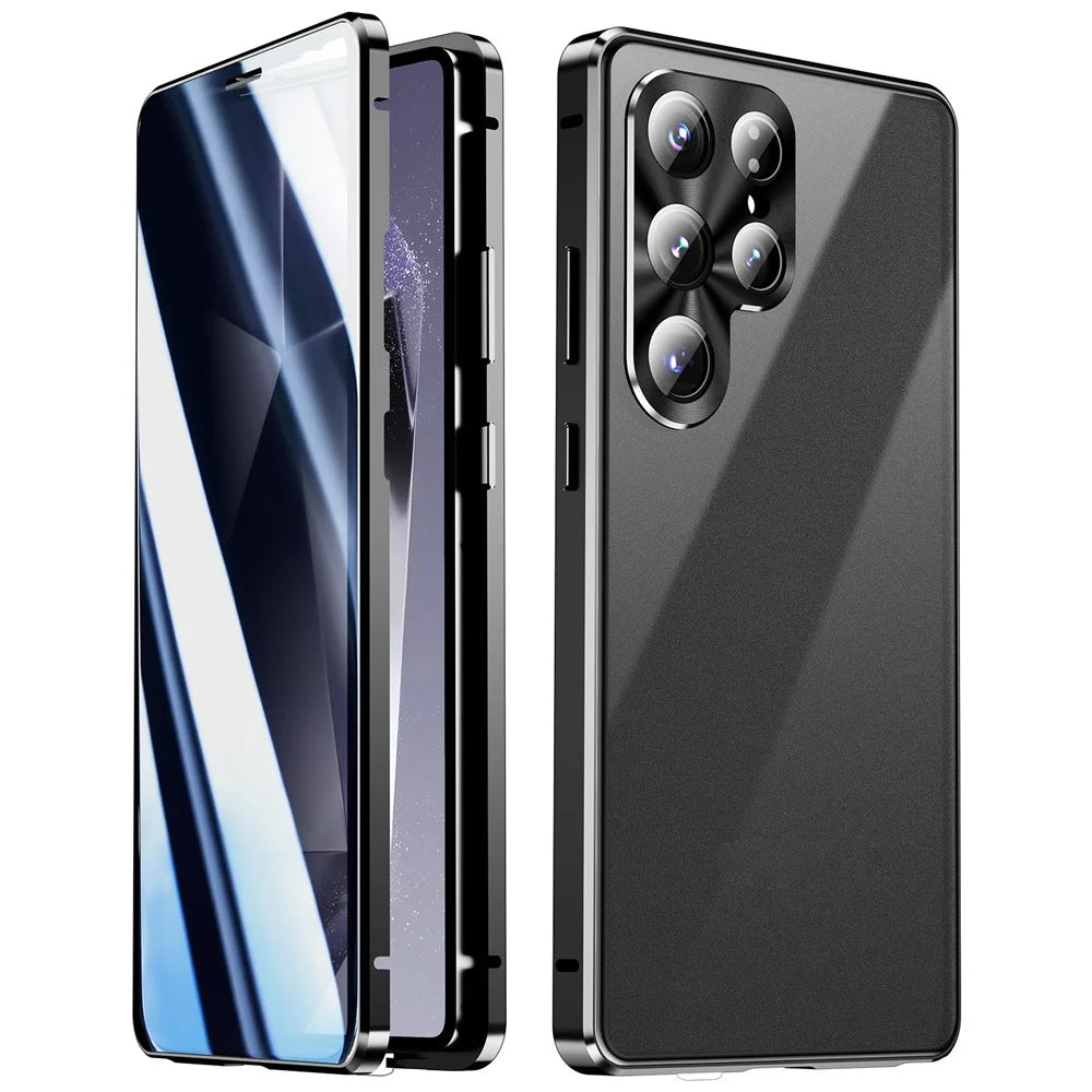 For Samsung Galaxy S26 Ultra Case Anti-Spy Tempered Glass Film Magnetic Frame Phone Cover - Silver - 2