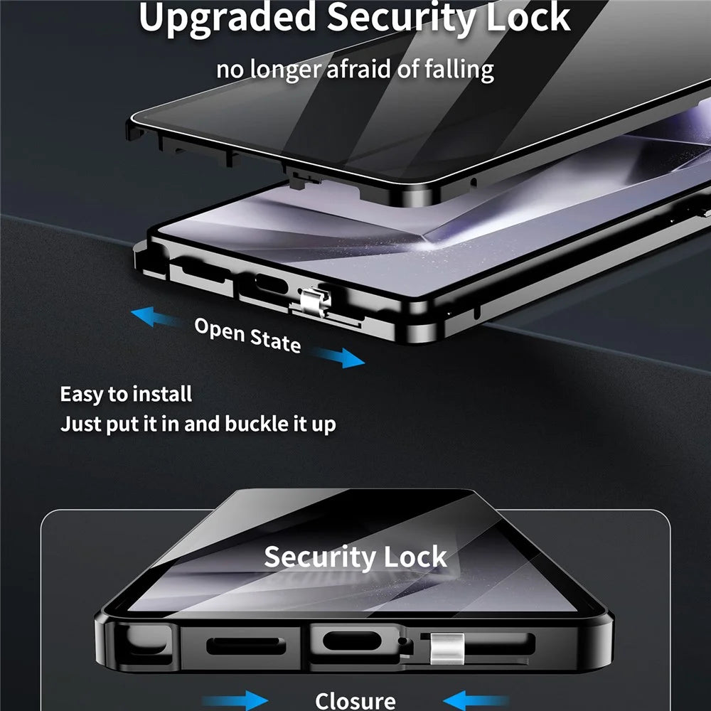 For Samsung Galaxy S26 Ultra Case Anti-Spy Tempered Glass Film Magnetic Frame Phone Cover - Silver - 7