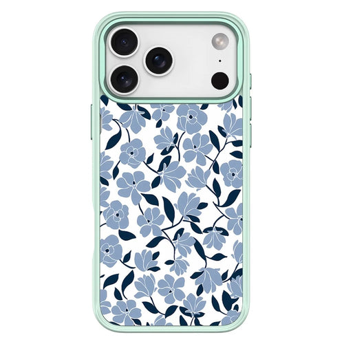 For iPhone 17 Pro Max Magnetic Case TPU PC Phone Cover with Detachable Blue and Black Flower Backplate - Green - 1