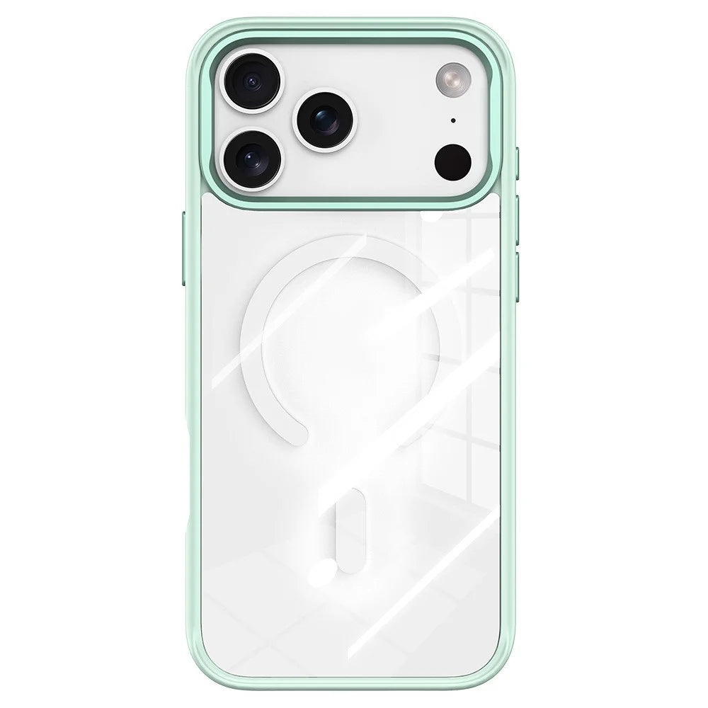 For iPhone 17 Pro Max Magnetic Case TPU PC Phone Cover with Detachable Blue and Black Flower Backplate - Green - 2