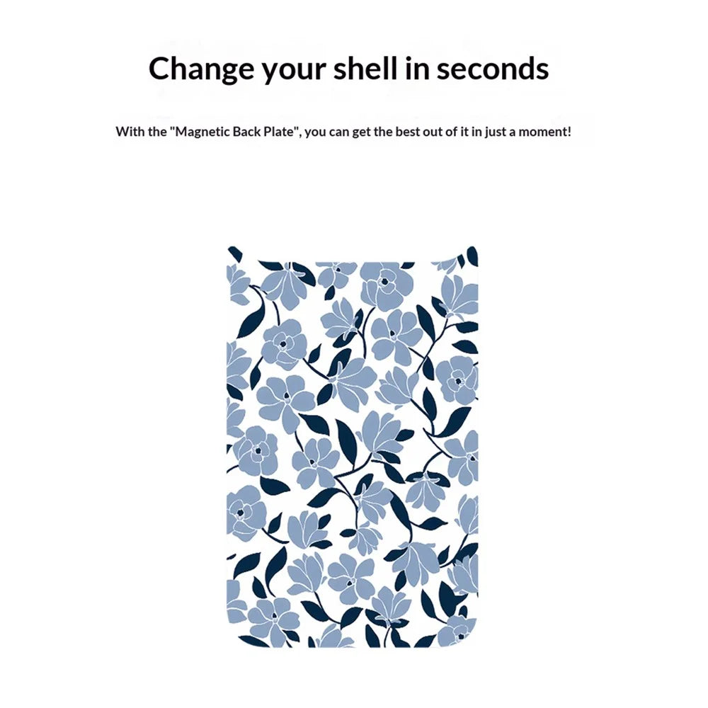 For iPhone 17 Pro Magnetic Case TPU PC Phone Cover with Detachable Blue and Black Flower Backplate - Green - 5