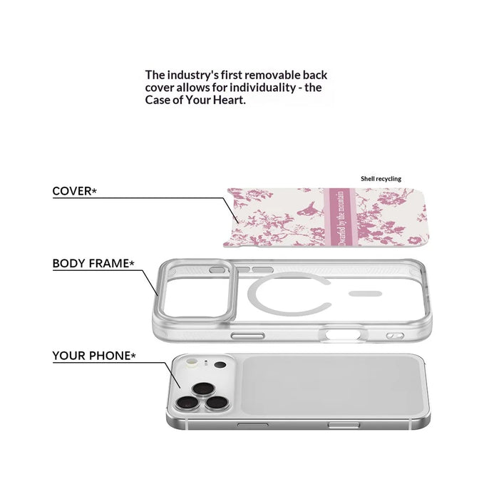 For iPhone 17 Pro Max Magnetic Case TPU PC Phone Cover with Detachable Light Purple Bird Pattern Backplate - Purple - 4