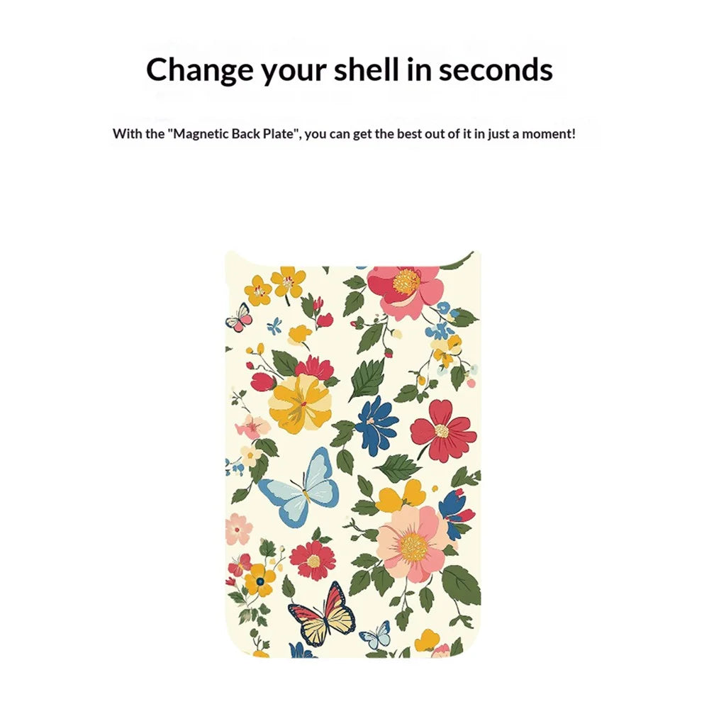 For iPhone 17 Pro Max Magnetic Case TPU PC Phone Cover with Detachable Butterfly Bow Flower Bushes Pattern Backplate - White - 5