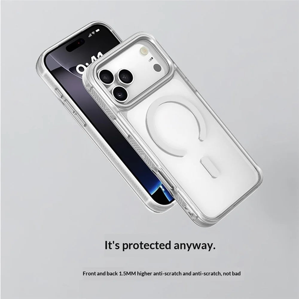 For iPhone 17 Pro Max Magnetic Case TPU PC Phone Cover with Detachable Simple Flower Pattern Backplate - Green - 6