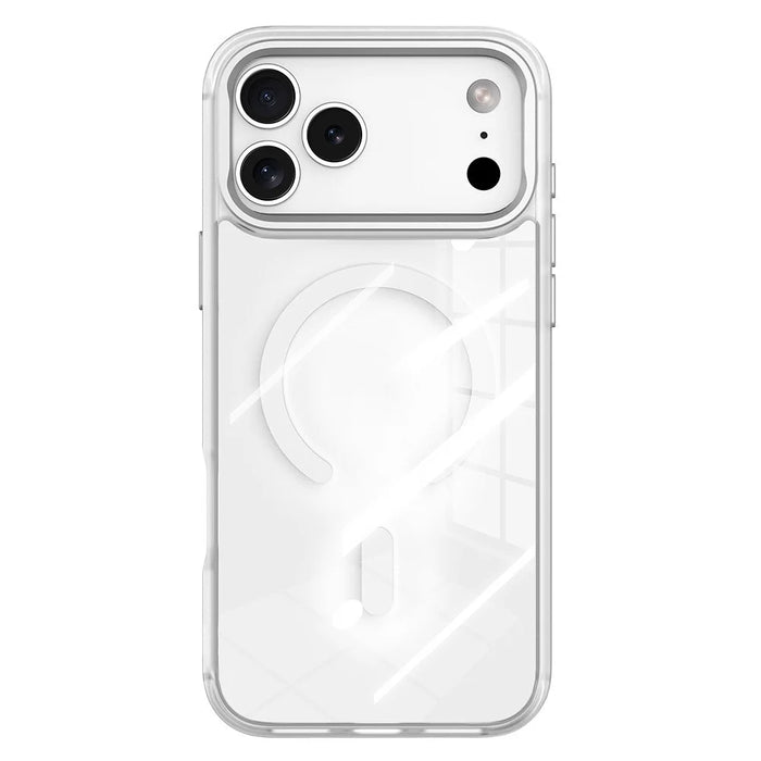 For iPhone 17 Pro Magnetic Case TPU PC Phone Cover with Detachable Abstract Flower Pattern Backplate - White - 2