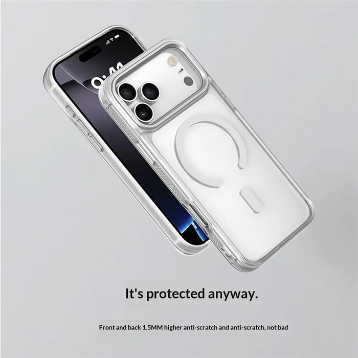 For iPhone 17 Pro Magnetic Case TPU PC Phone Cover with Detachable Abstract Flower Pattern Backplate - White - 6
