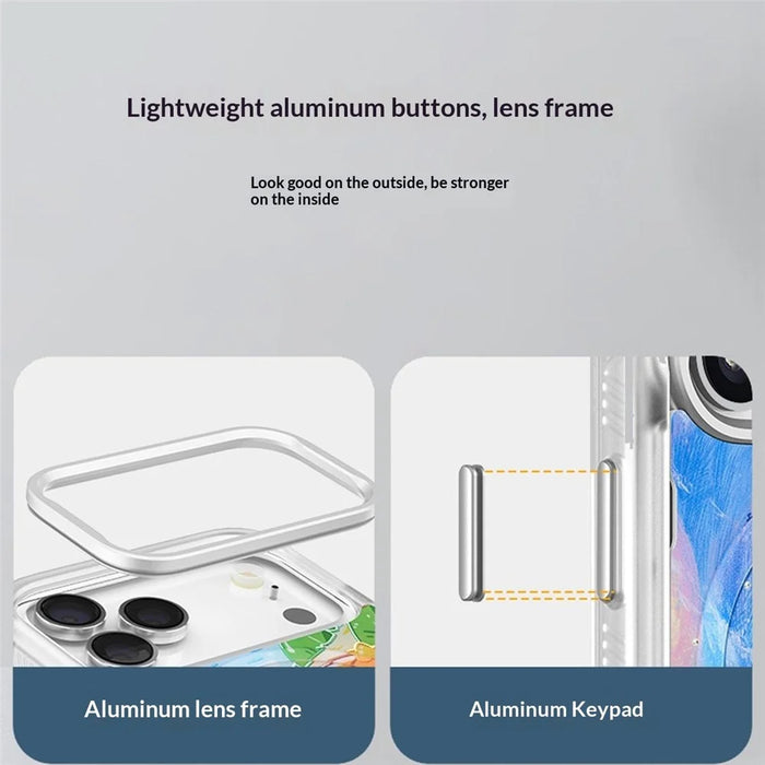 For iPhone 17 Pro Magnetic Case TPU PC Phone Cover with Detachable Abstract Flower Pattern Backplate - White - 7